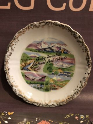 Vintage Rocky Mountain National Park Colorado,  Decorative Souvenir Plate,  6 "