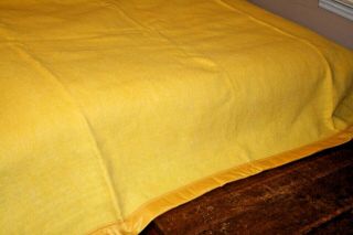 Vintage Sun Yellow Wool Blend Satin Trim Blanket 88 