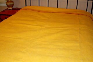 Vintage Sun Yellow Wool Blend Satin Trim Blanket 88 