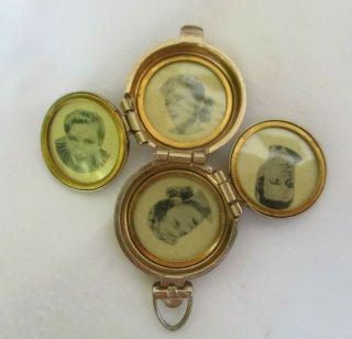 CORO Vintage Locket 4 Picture Fold Out Gold Tone 2