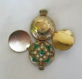 CORO Vintage Locket 4 Picture Fold Out Gold Tone 4