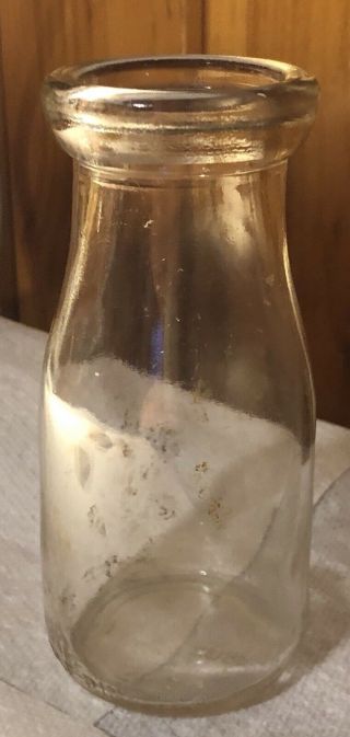 Old Vtg Glass Milk Bottle Dairy Half Pint Liquid