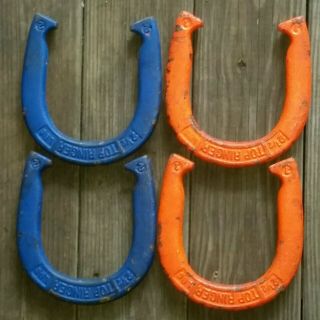 Vintage Official Top Ringer Hi - Tensile 2.  5 Lbs Pro Pitching Horseshoes Set