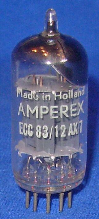 Amperex Long Plate Ecc83 / 12ax7 Vacuum Tube Mc2 1956 Date Foil Getter