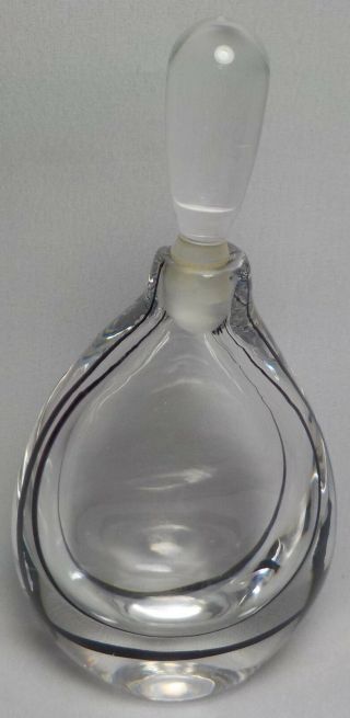 Vintage Vicke Lindstrand Kosta Boda Art Glass Perfume Bottle 1266 Purple Stripe