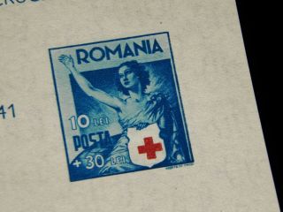 Vintage Stamp,  1941 ROMANIA RED CROSS SOUVENIR SHEET,  MNH,  RO B169,  Semi - Postal 3
