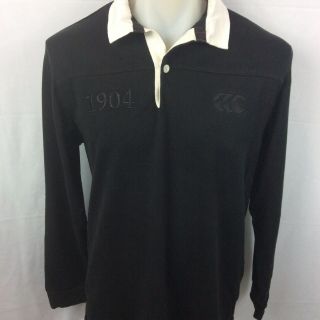 Canterbury of Zealand Men Long Sleeve Black Polo Size L Rugby All Blacks Vtg 2