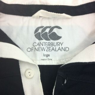 Canterbury of Zealand Men Long Sleeve Black Polo Size L Rugby All Blacks Vtg 4