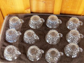 12 Vintage FOSTORIA AMERICAN GLASS PUNCH CUPS FLARED RIM ' D ' HANDLE 2