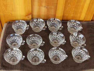12 Vintage FOSTORIA AMERICAN GLASS PUNCH CUPS FLARED RIM ' D ' HANDLE 3
