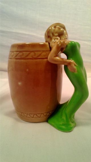 Vintage Ceramic Fainting Damsel Risque Coffee Mug Made In Japan 4.  25 " C