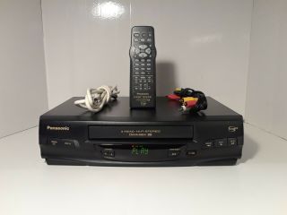 Panasonic Pv - V4520 Vhs Vcr 4 - Head Hi - Fi Stereo With Remote,  Rca And Coax Cables