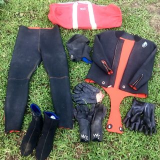 Vintage Scuba Divers Parkway Sharkskin Full 2pc Wetsuit Mens Xl,  Cap,  Boots,  Gloves
