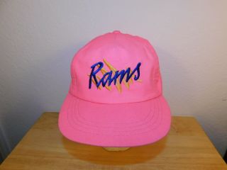 Nwot Unworn Vintage 1980s Los Angeles Rams Nfl Neon Pink Snapback Hat
