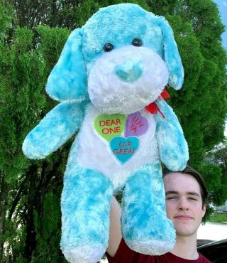 Vintage Dan Dee Blue Valentines Heart Candy Puppy Dog Plush Stuffed Animal Toy