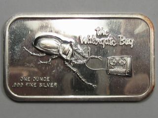 Vintage Art Bar: The Watergate Bug.  1 Troy Oz.  999 Fine Silver.  8