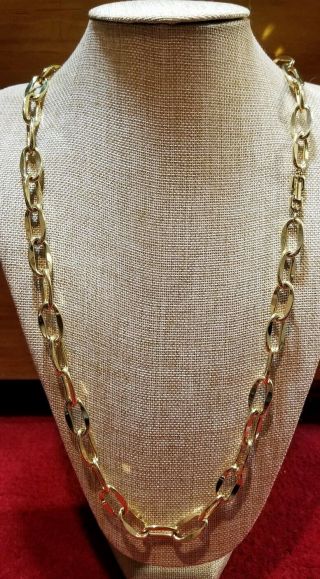 Givenchy Vintage Statement Necklace Large 30 Inch Vibrant Gold Chain
