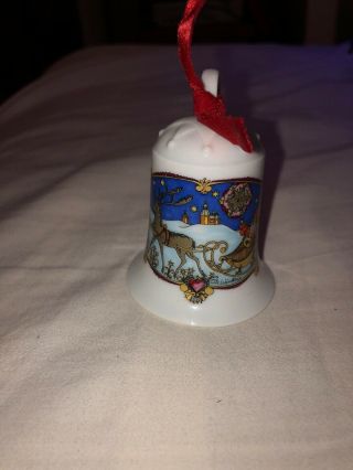 Vintage 1978 Lappland Mond - Ren Hutschenreuther Germany Porcelain Christmas Bell