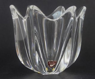 Vintage Signed Orrefors Swened Crystal Art Glass Tulip Flower Nut Dish Bowl