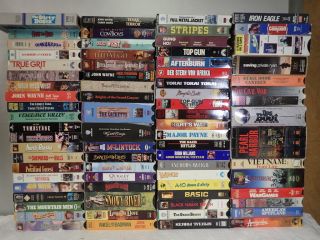 Of 80 Vintage Vhs Tapes Western & War Movies - Lm26
