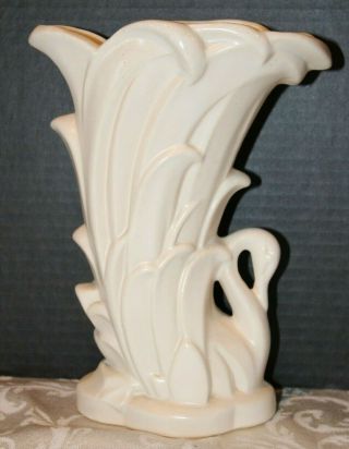 Vintage Mccoy Usa White Swan Vase In