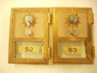 2 - Vintage 1966 Post Office Box Doors And Frame 52 & 53,  Made By National Lock