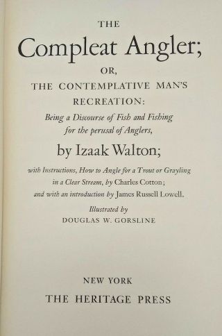 Izaak Walton The Compleat Angler Heritage Press Hardcover 1948 Illus Good Cond 5