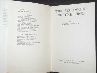 EDGAR WALLACE; Fellowship of the Frog (1961) Crime Fiction,  Novel,  Elk Series 1 4