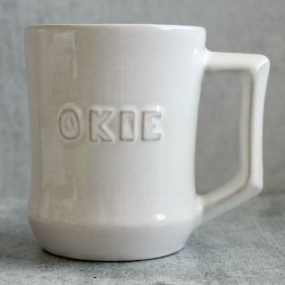 Vintage Frankoma Pottery Okie Oklahoma Stoneware Coffee Mug White