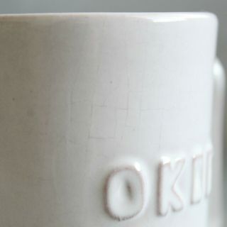 Vintage Frankoma Pottery Okie Oklahoma Stoneware Coffee Mug White 2