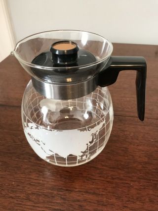 Vintage Nescafe Nestle World Globe Clear Glass Coffee Carafe Pot 6 Cup Japan