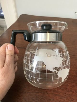 Vintage Nescafe Nestle World Globe Clear Glass Coffee Carafe Pot 6 Cup Japan 2