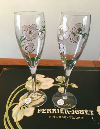 Perrier & Jouet Champagne Flutes (2) Vintage France,  Belle Époque Style,