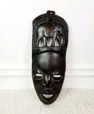 Vintage African Wood Carved Wall Decor Wall Hanging Mask