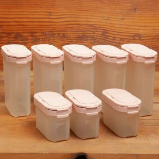 Vintage Tupperware Modular Mates Spice Containers Pink Lids 1843 1846 Set Of 8
