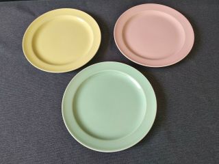 Vintage Lu - Ray Pastels 8 1/4 " Salad/side Plates Pink/yellow/green - Set Of 3