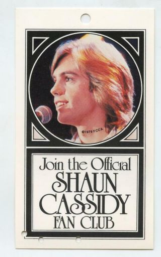 Vintage 1979 Shaun Cassidy Photo Fan Club Card Order Form/small Pin - Up
