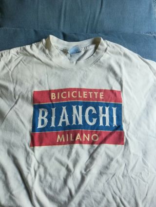 Vintage Cycling T Shirt Bianchi Milano Biciclette 100 Cotton Xl Italian Italy