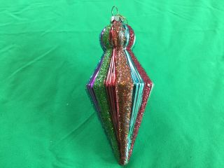 Christopher Radko Frosty Cone Pyramid Glass Ornament Christmas Vintage