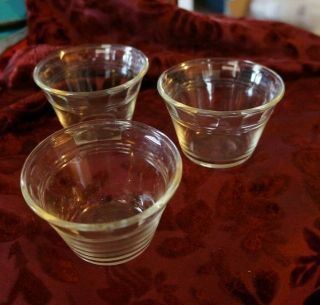 Set Of 3 Vintage Pyr - O - Rey Clear Glass Custard Cups - Stackable Hecho En Mexico