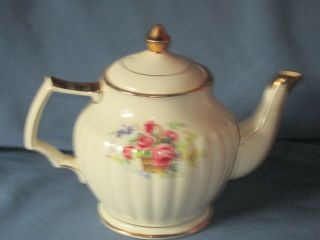 Vintage SADLER England Floral Design Ceramic Teapot Tea Pot 3540 Gilt Trim 2