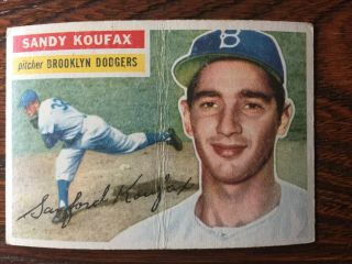 1956 Topps Sandy Koufax Baseball Card Creased - Vintage