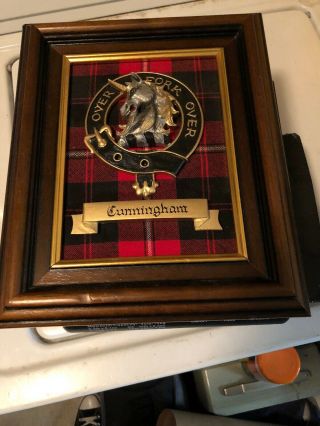 Vintage Clan Cunningham Wooden Crest Scottish M.  W.  Stephens 9x11 Inches