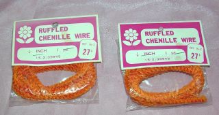 2 Yds Vtg Nos Iop Orange Ruffled Bumpy Curly Wire Chenille,  Crafts Doll Making