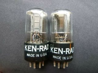 Two Ken Rad 6sn7gt Clear Glass Copper Posts Bottom D Getter Vacuum Tubes