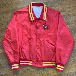 Vintage 80s 90s Iowa State University Cyclones Satin Jacket Red Size Medium M
