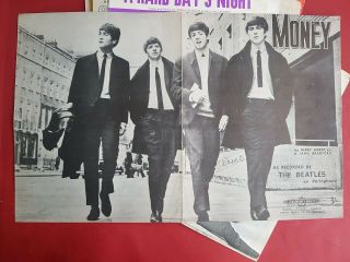 The Beatles Sheet Music Vintage Australia 1963 Money Motown Poster Pin - Up