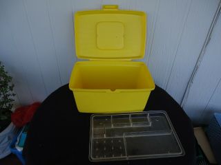 Vintage Retro Yellow Singer Sewing Machine Case Basket Craft Knitting Box