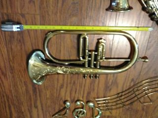 Vintage Syroco Home Interior Musical Instrument Gold Wall Plaque Jazz Music 8