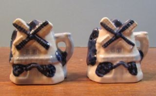 Vintage Cobalt Blue Windmill Salt And Pepper Shakers - Made In Occupied Japan